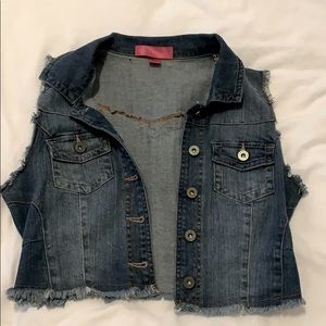 Denim cut off vest